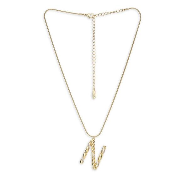 NEW ETTIKA ANTHROPOLOGY 18K Goldplated Twisted Crystal Initial Necklace N - Picture 1 of 4